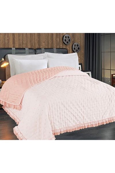 Bikaya Home Adriana Ruffled Double Size 200X220 cm Bedspread - Without Pillowcase