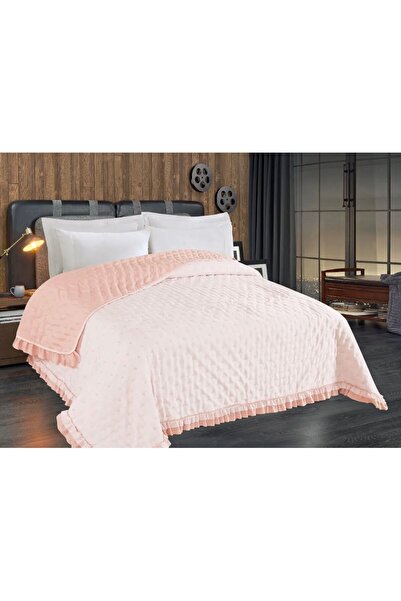 Bikaya Home Adriana Ruffled Double Size 200X220 cm Bedspread - Without Pillowcase