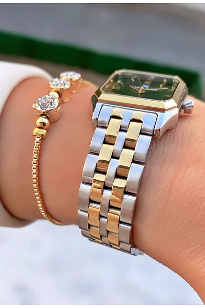 Daniel Klein Brand Yellow Silver Color Stoned Women's Wristwatch - Bracelet Gift