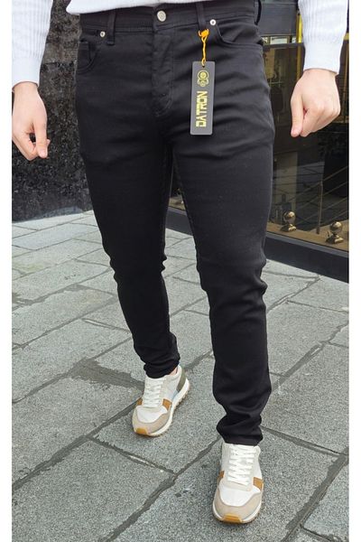 Datron Men's Black Slim Fit Flexible Lycra Trousers