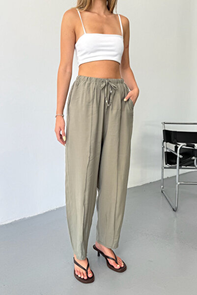 Feela Moda Women's Modal Cupra Elastic Waist Striped Baggy Trousers 2019