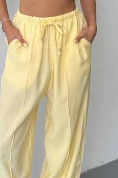 Feela Moda Women's Modal Cupra Elastic Waist Striped Baggy Trousers 2019