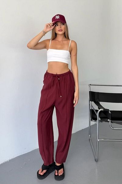 Feela Moda Women's Modal Cupra Elastic Waist Striped Baggy Trousers 2019