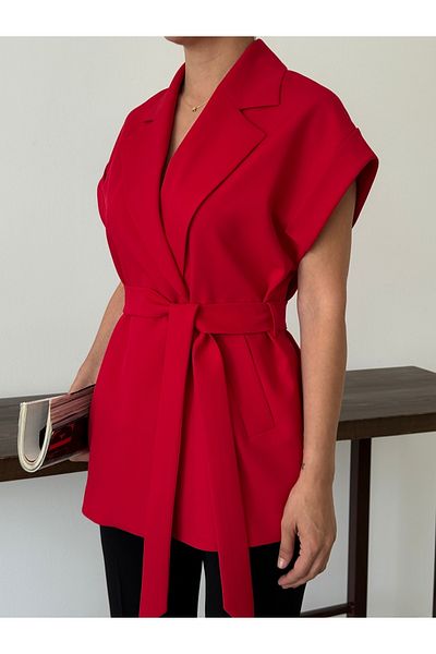 Nadrina Low sleeve oversize belted vest