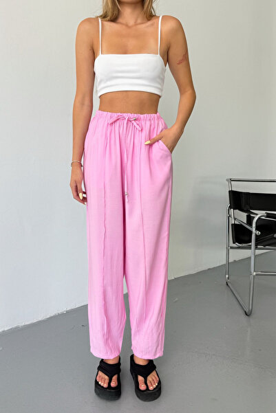 Feela Moda Women's Modal Cupra Elastic Waist Striped Baggy Trousers 2019