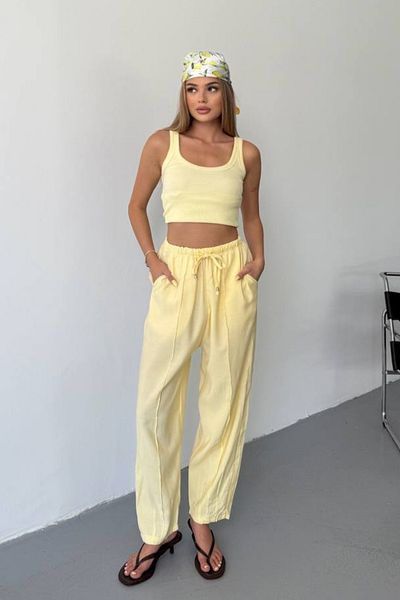 Feela Moda Women's Modal Cupra Elastic Waist Striped Baggy Trousers 2019