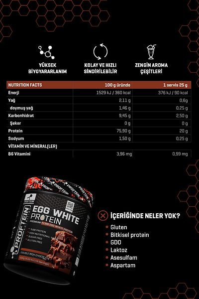 Proftein Nutrition Egg White Protein 400g 16 Servings Chocolate Flavored