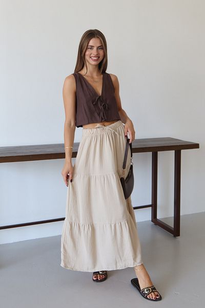 Mogi Butik 3089 Γυναικεία Basic μουσελίνα με κορδόνια στη μέση