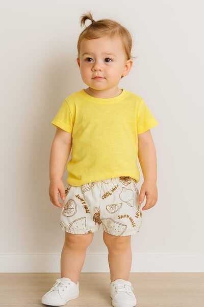 BABİDO بدلة بيبي بوي ليفلي وقطن مكونة من قطعتين. تي شيرت قطني + شورت من الكتا...