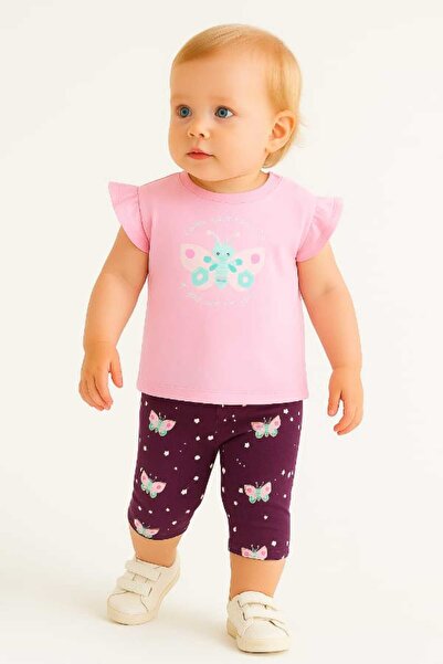 BABİDO طقم كابري مكون من قطعتين للفتيات الصغيرات. تي شيرت قطن. كابري كولون من...