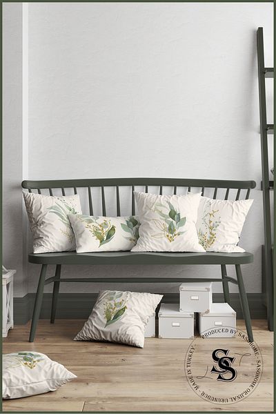 SasoHome Husă de pernă cu design modern și simplu, cu model cu frunze verzi, din 4 bucăți, imprimată digital