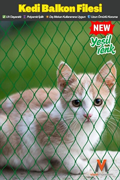 viyolmarketim Yeşil 2,5×4 m Balkon Güvenlik Filesi – Kedi Güvenlik & Kuş Önle...