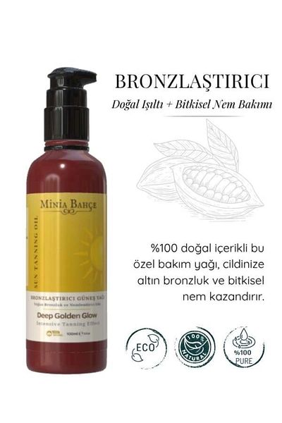 Minia Bahçe Bitki ve Sanat Atölyesi Aromatherapy Natural Bronzing Sun Oil – Anti-Aging and Anti-Blemish Herbal Care – 100 ml