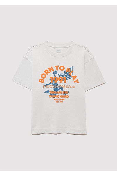 Mavi Printed Gray T-Shirt Oversize / Wide Cut 6610355-90782
