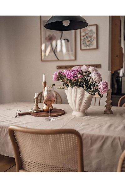 Lui Tasarım Cream Oyster Vase Natural Ceramic Cream Color (Not Concrete Plaster Large Size)