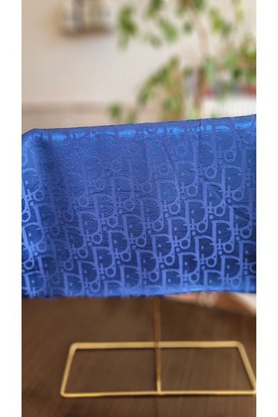 FRESCO SCARFS Γυαλιστερό ζακάρ μοτίβο Hijab μεταξένιο γυναικείο σάλι - Indigo
