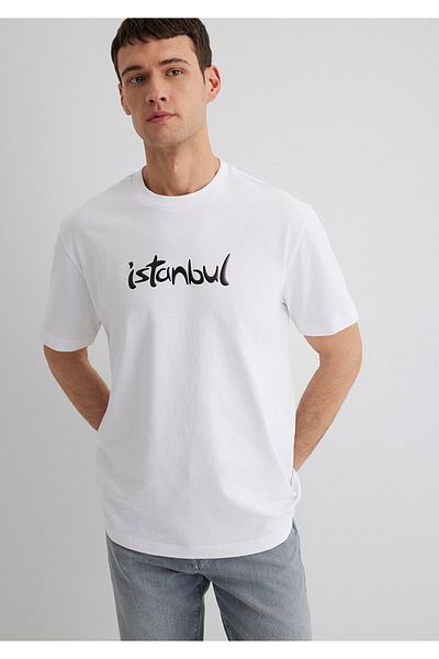 Mavi Λευκό μπλουζάκι Istanbul Printed Loose Fit / Loose Fit Casual 0613002-620