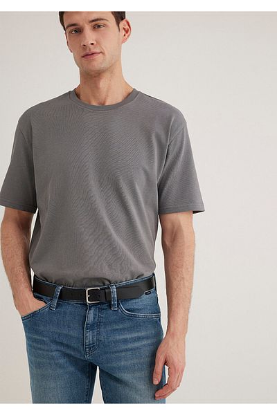 Mavi Crew Neck Gray Basic T-Shirt Loose Fit / Loose Relaxed Cut 0611596 -80020