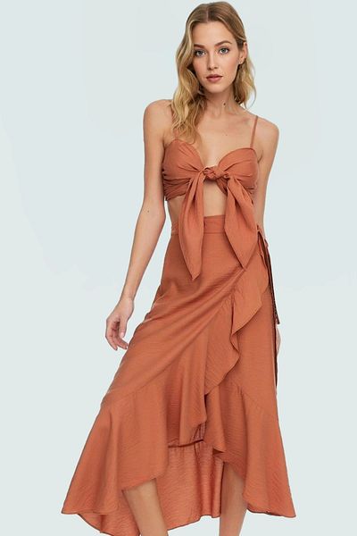 PayBuy Women's Style Summer Flounced Blouse Skirt Suit Casual Viscose Fabric Beach Professional Look