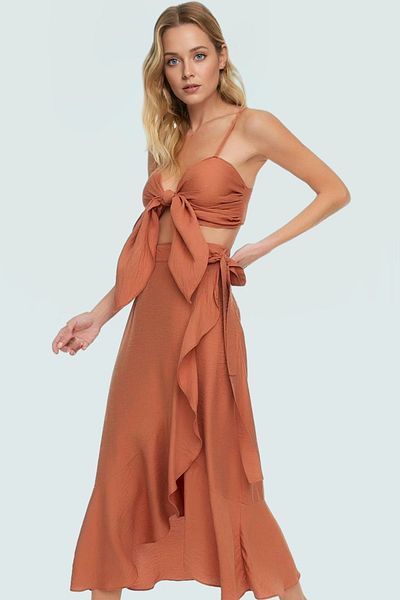 PayBuy Women's Style Summer Flounced Blouse Skirt Suit Casual Viscose Fabric Beach Professional Look