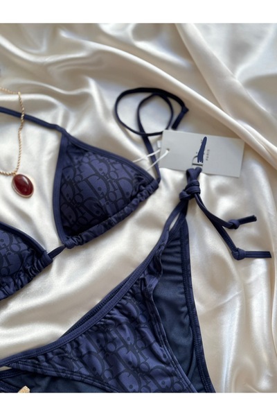 Home Boyundan Bağlamalı İpli Lacivert Bikini Takımı