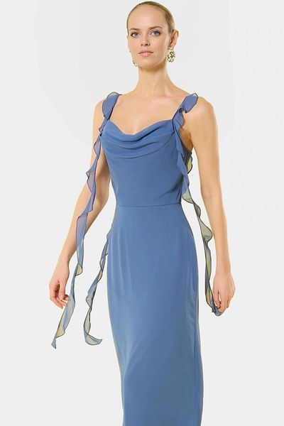 PayBuy Chiffon A-Line Midi Dress Gathered Sleeveless Summer Carefully Selected Professional Look