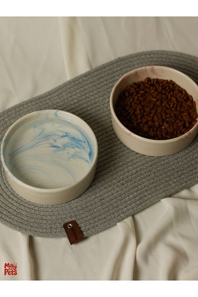 ARKHERA Set of 2 Ceramic Cat and Dog Bowls and Supla