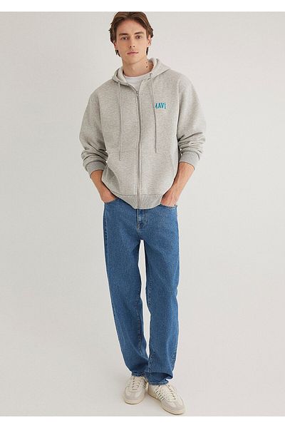 Mavi Logo Printed Hooded Gray Sweatshirt 0611715 -80196