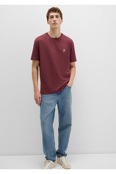 Mavi Logo Embroidered Red T-Shirt Loose Fit / Loose Relaxed Cut 067074 -70396