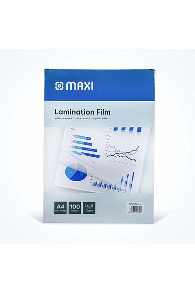 MAXİ Maxi 100 Pouches A4 Laminating Film – 216 X 303 Mm, Premium Glossy Finish