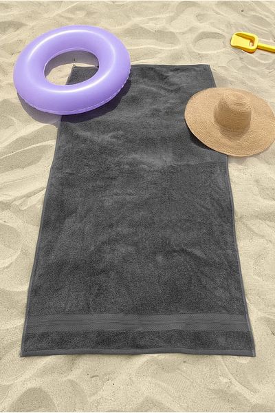 Ellaline Πετσέτα θαλάσσης Anthracite 100% βαμβακερή πιστοποιημένη πετσέτα θάλασσας & πισίνας 70x130cm με διαμαντένιο σχέδιο