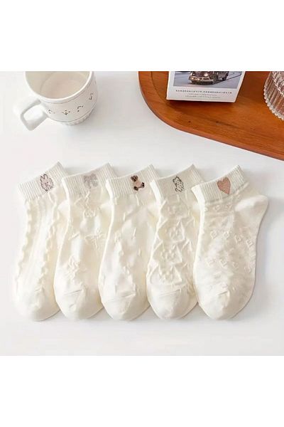 peru moda 5`Pair Women's Patterned Socks Knitted