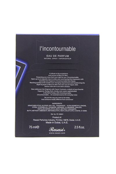 Rasasi Blue For Men I'incontournable Eau De Parfum 75 ml – Fresh, Long-lasting Scent