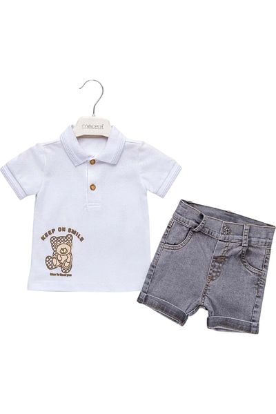 Babexi Pike Tshirt Jeans Shorts Set White