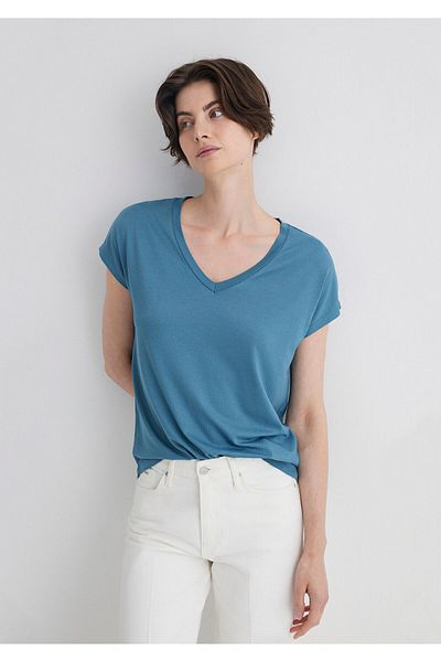 Mavi Tricou vâscos cu decolteu în V - Croială normală167714-70753