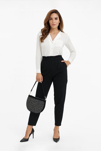 Fulla Moda Zippered Stone Detailed Shoulder Bag