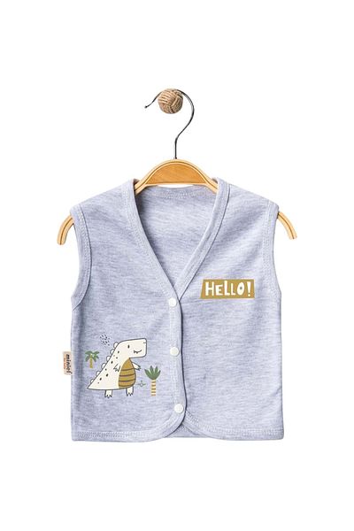 Babexi Hello Dino Printed Vest Gray