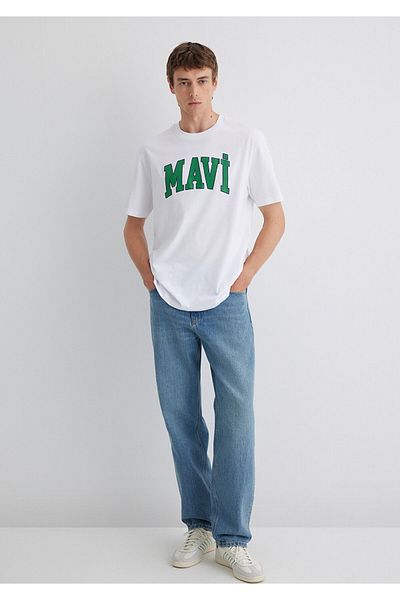 Mavi Λευκό T-shirt με λογότυπο Loose Fit / Loose Relaxed Fit0611711-620