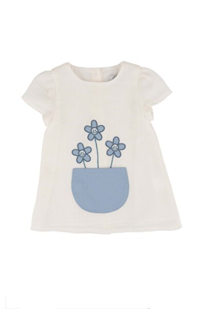 best kids Daisy Detailed Linen Dress Ecru