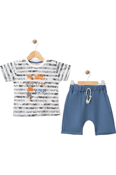 Babexi Relief Printed Shorts Suit Blue