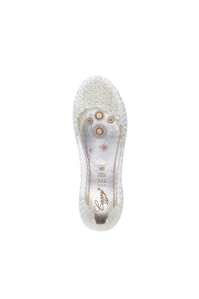 Nstil Günlük Kadın Kaymaz Kalın Taban Gümüş Simli Yumuşak Şık Havuz Plaj Deniz Ayakkabısı J1-j2