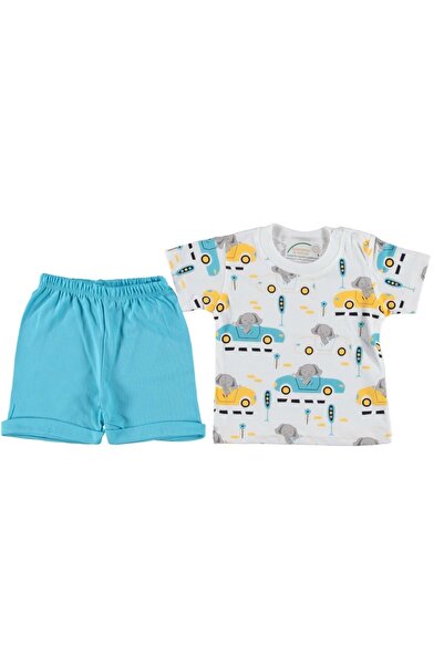 Balgüneş Tekstil Arabali Kisakol Tshirt Shorts Set Turquoise