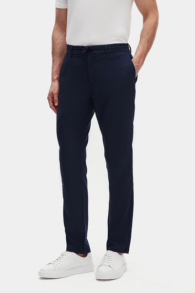 D'S Damat Ds Damat Slim Fit Light Navy Blue ελαστική μέση με κορδόνι με φερμουάρ Lycra Άνετο παντελόνι Jogger