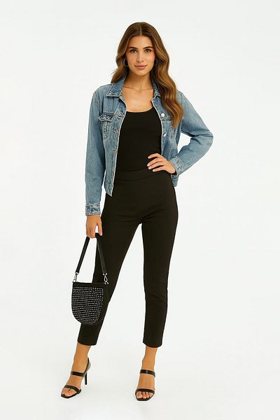 Fulla Moda Zippered Stone Detailed Shoulder Bag