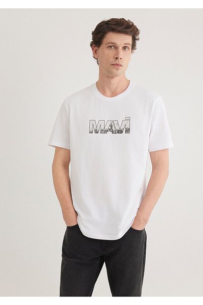 Mavi Logo Printed White T-Shirt Regular Fit / Normal Cut 0610948-620