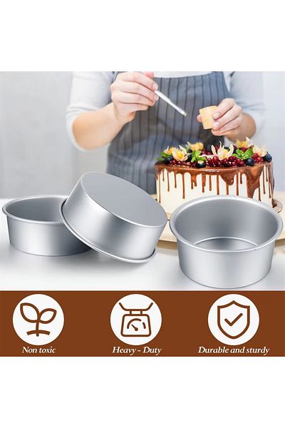 Choice قالب كيك دائري بقاعدة ثابتة مقاس 8 بوصات من الألومنيوم غير اللاصق، قالب كيك الجبن، أداة مطبخ للمعجنات بنفسك