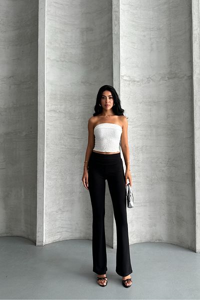 macharel jeans Κολάν ισπανικού κολάν με πτυχωτή λεπτομέρεια στη μέση