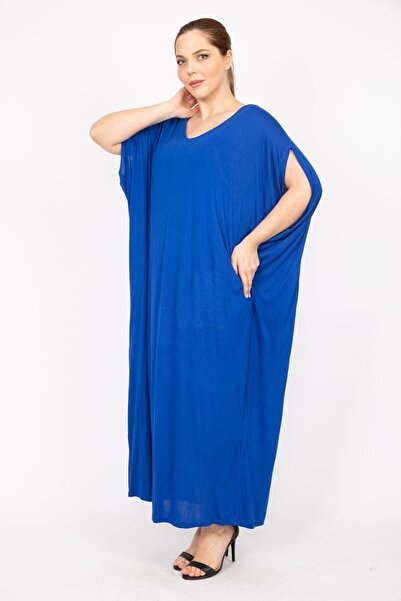 Şans Dámské Saks Plus Size Ležérní střih Podšívané šaty 65n35835