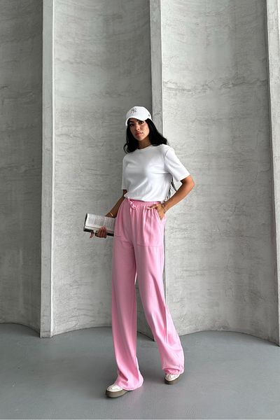 macharel jeans Square Pocket Wide Leg High Waist Viscose Trousers