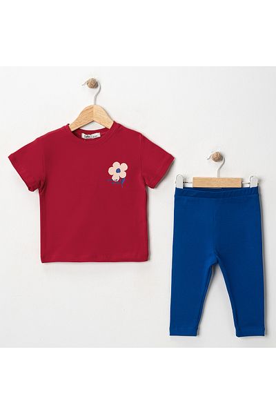 MK Mukko Kids Girls' Floral Printed Basic Seasonal/Summer Leggings T-Shirt Bottom Top Set